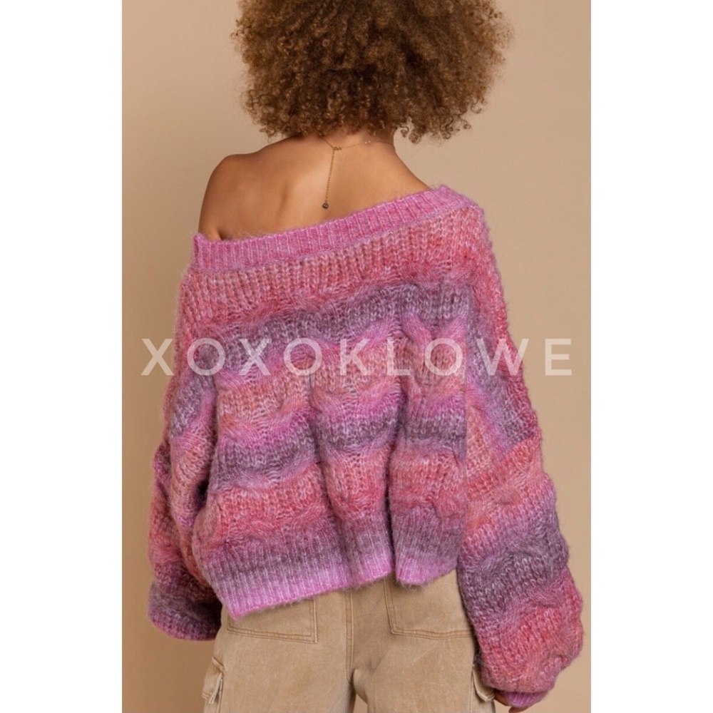 POL Pink Purple Balloon Sleeve Sweater - Picture 14 of 15